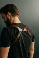 Dark Brown Leather Dual Camera Harness
